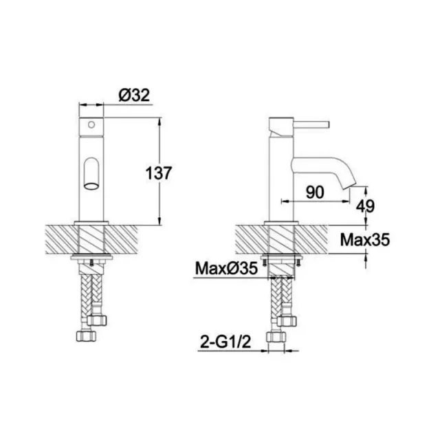 Just Taps Vos Single Lever Mini Basin Mixer Matt Black product image - Image 3