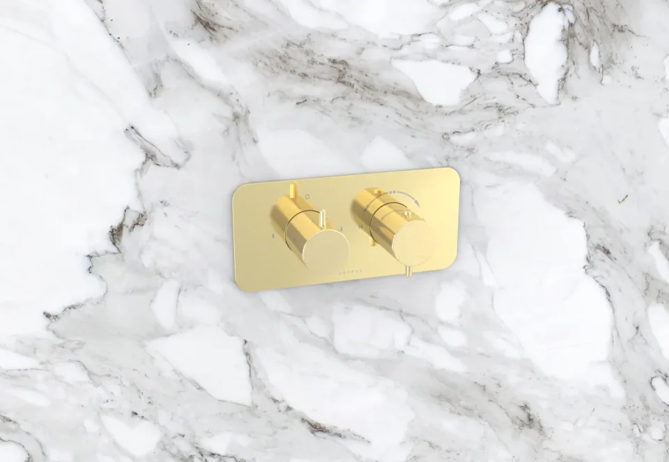 Saneux Eden 2 Way Thermostatic Shower Valve Kit In Landscape - Brushed Brass product image - Image 4