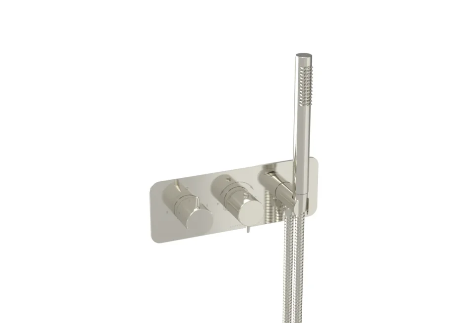 Saneux Eden 2 Way Handles & Plate Finish Kit In Landscape With Outlet Elbow (for Ed020l.h.bn) - Brushed Nickel (pvd) product image - Image 3