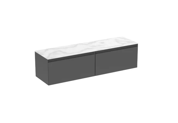 Saneux Uni 160cm Kit - 2 X 80cm 1 Drawer Wall Mounted Unit & 160cm Countertop - Matte Anthracite
