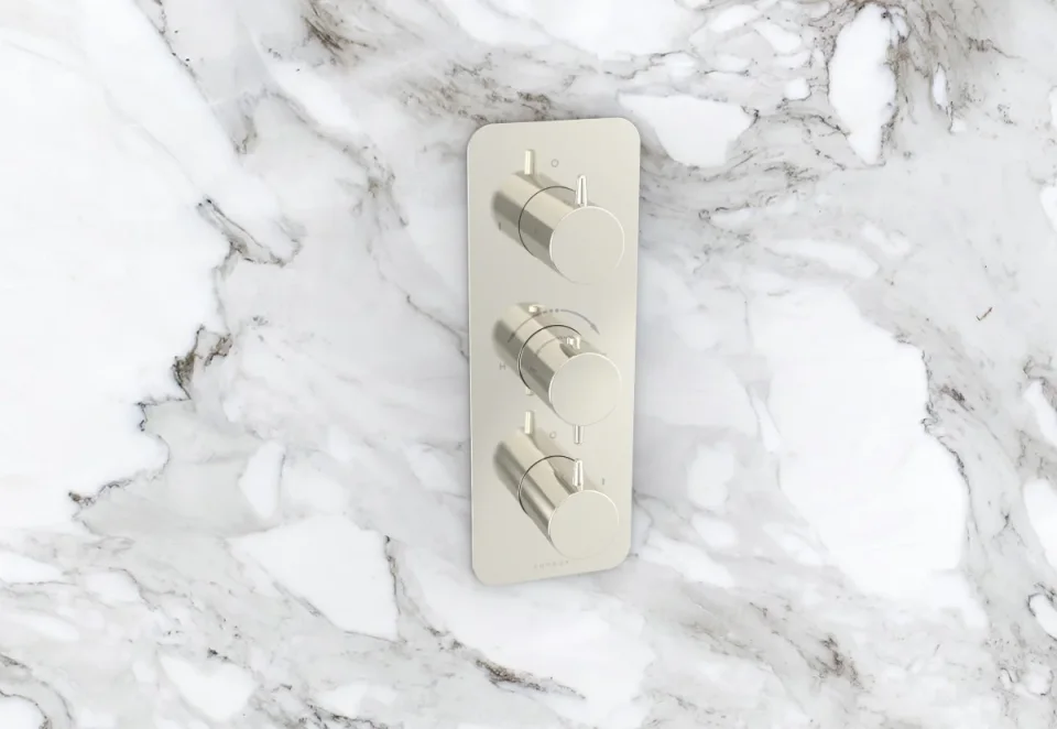Saneux Eden 3 Way Handles & Plate Finish Kit In Portrait (for Ed021.bn) - Brushed Nickel (pvd) detail view - Image 2