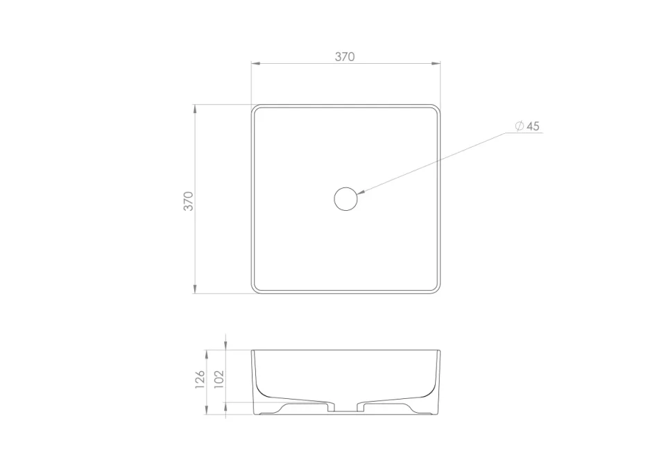 Saneux Sienna 36x36cm Square Countertop Washbasin product image - Image 3