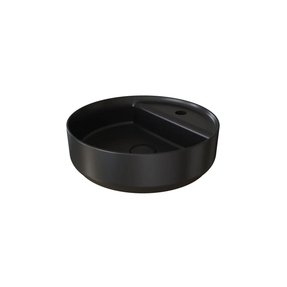 Saneux Oxford 42cm Countertop Basin 1 Tap Hole - Matte Black detail view - Image 3