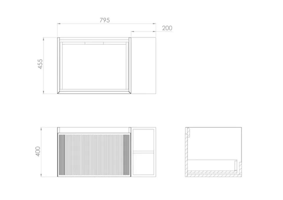 Saneux Monument 80cm Kit - 60cm 1 Drawer Wall Mounted Unit, 20cm Spacer & 80cm Countertop - Matte White product image - Image 4