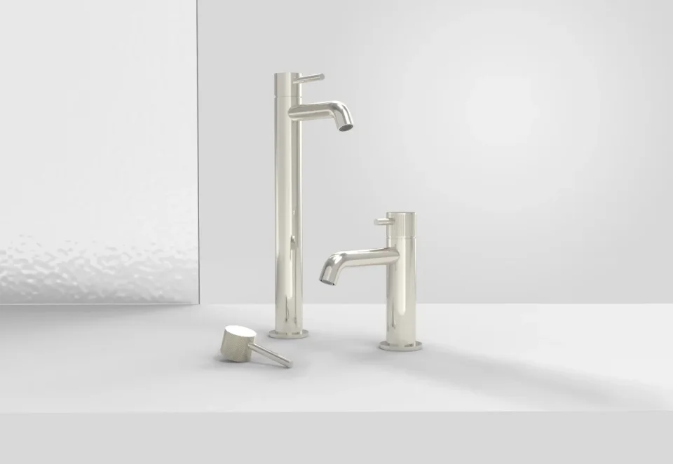 Saneux Cos Tall Basin Mixer Kit - W/ Knurled Handle - Brushed Nickel (pvd) detail view - Image 4