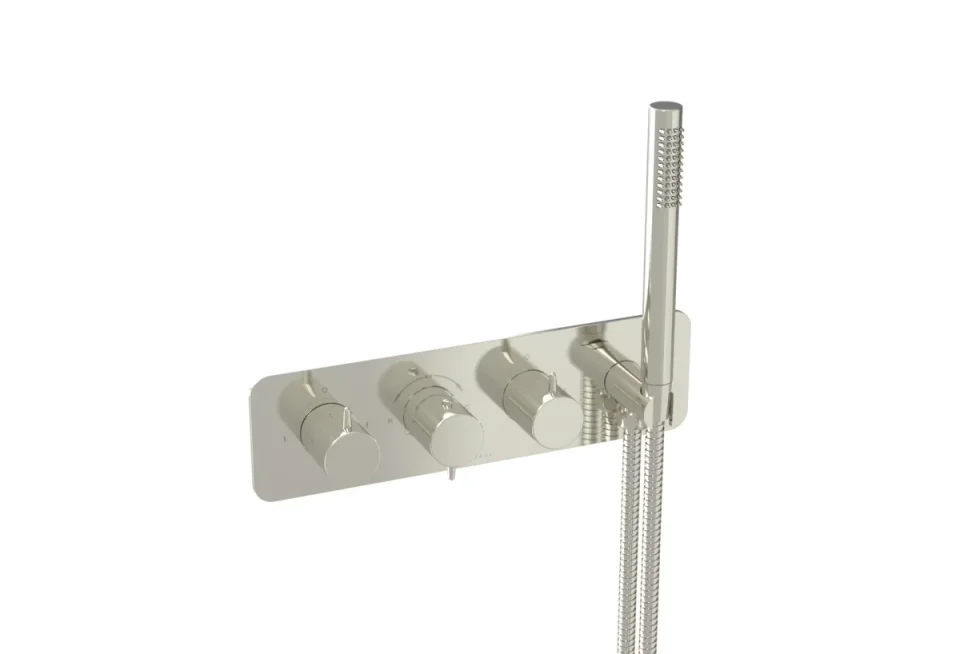 Saneux Eden 3 Way Handles & Plate Finish Kit In Landscape With Outlet Elbow (for Ed021l.h.bn) - Brushed Nickel (pvd) product image - Image 4