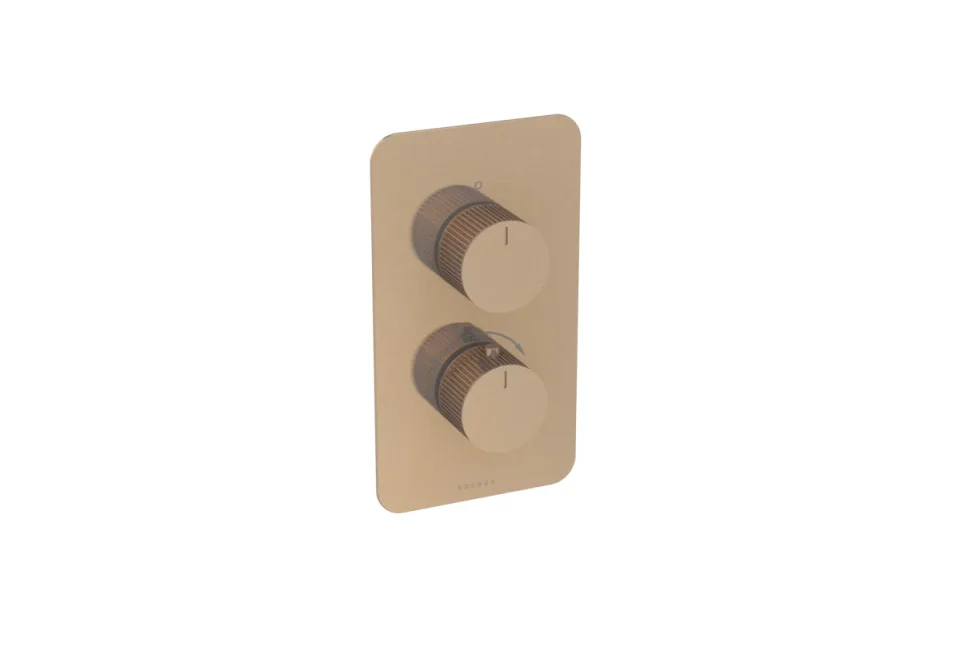 Saneux Cos 1 Way Thermostatic Shower Valve Kit - W/ Fluted Handle - Brushed Bronze (pvd) detail view - Image 3