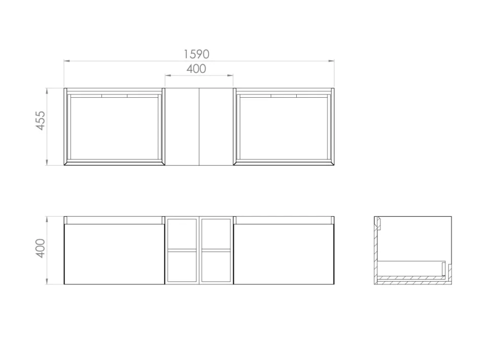 Saneux Uni 160cm Kit - 2 X 60cm 1 Drawer Wall Mounted Unit, 2 X 20cm Spacers & 160cm Countertop - Matte White product image - Image 1