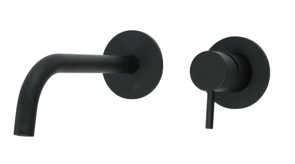 Vos Single Lever Wall Mounted Basin Mixer with Slim Spout Matt Black product image - Image 4