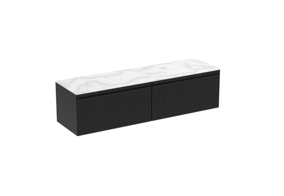 Saneux Monument 160cm Kit - 2 X 80cm 1 Drawer Wall Mounted Unit & 160cm Countertop - Matte Black product image - Image 3