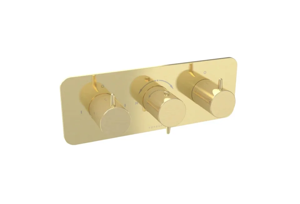 Saneux Eden 3 Way Handles & Plate Finish Kit In Landscape (for Ed021l.bb) - Brushed Brass (pvd) product image - Image 4