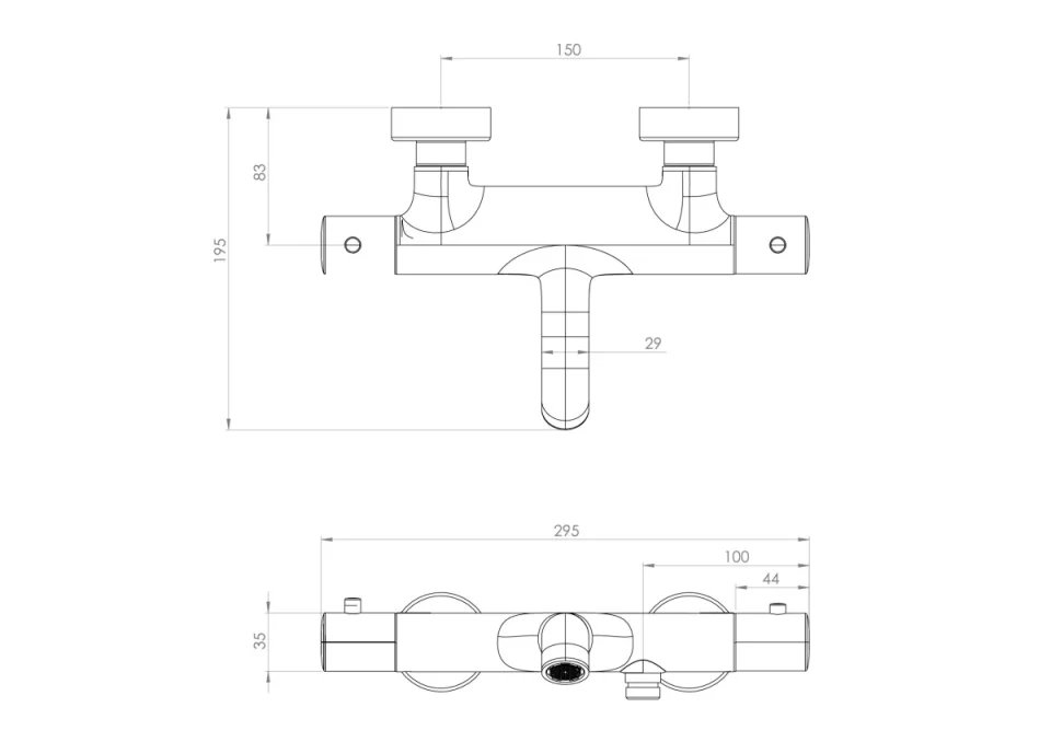 Saneux Cos Thermostatic Bath Shower Mixer - Brushed Brass (pvd) detail view - Image 2