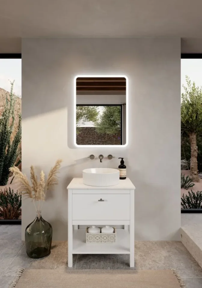 Saneux Frontier 60cm 1 Drawer Floor Standing Unit With Undermount Tray - Matte White detail view - Image 3