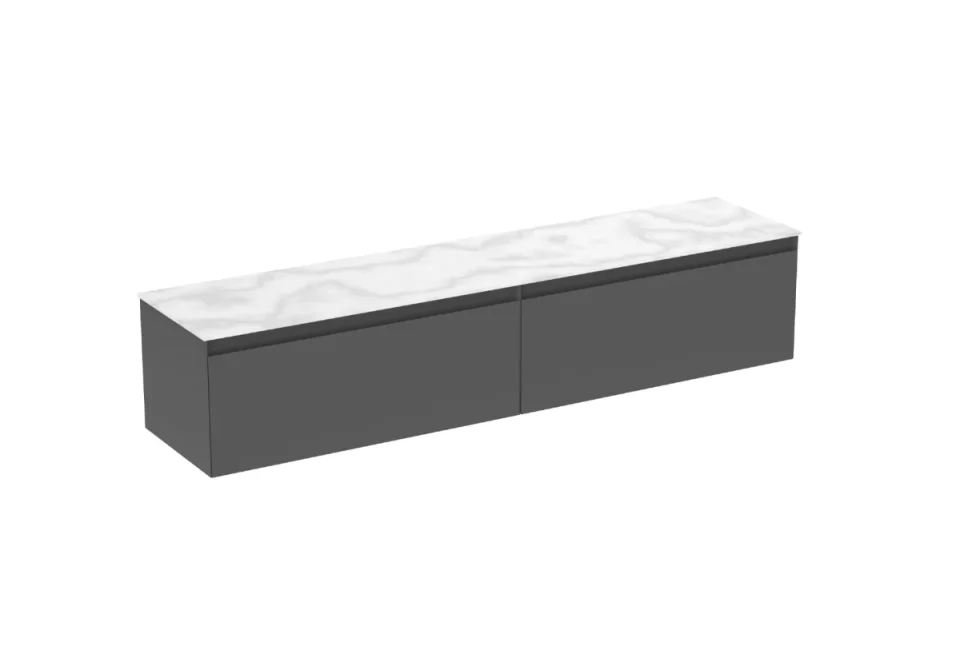 Saneux Uni 200cm Kit - 2 X 100cm 1 Drawer Wall Mounted Unit & 200cm Countertop - Matte Anthracite product image - Image 4