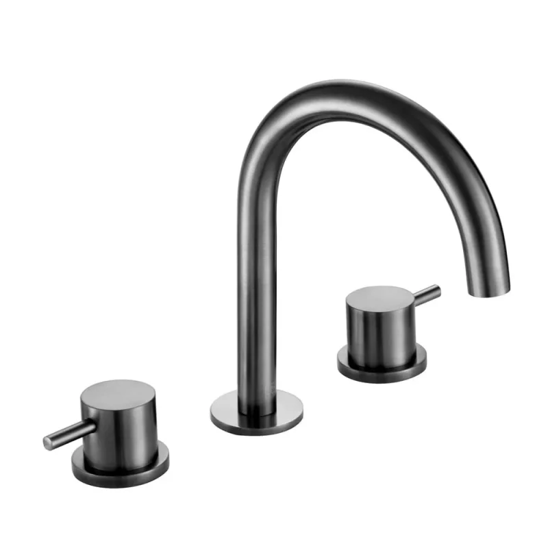 Just Taps Vos 3 Hole Deck Mounted Basin Mixer Designer Handle Brushed Black product image - Image 3