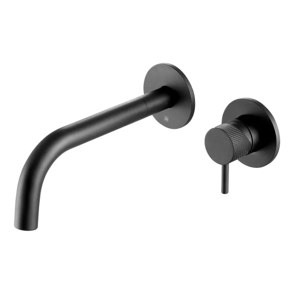 Just Taps Vos Single Lever Wall Mounted Basin With 150mm Spout Designer Handle Matt Black product image - Image 2