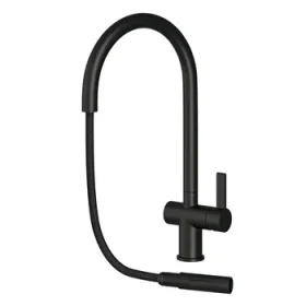 Just Taps Vos Matt Black Single Lever Pull Out Sink Mixer detail view - Image 2