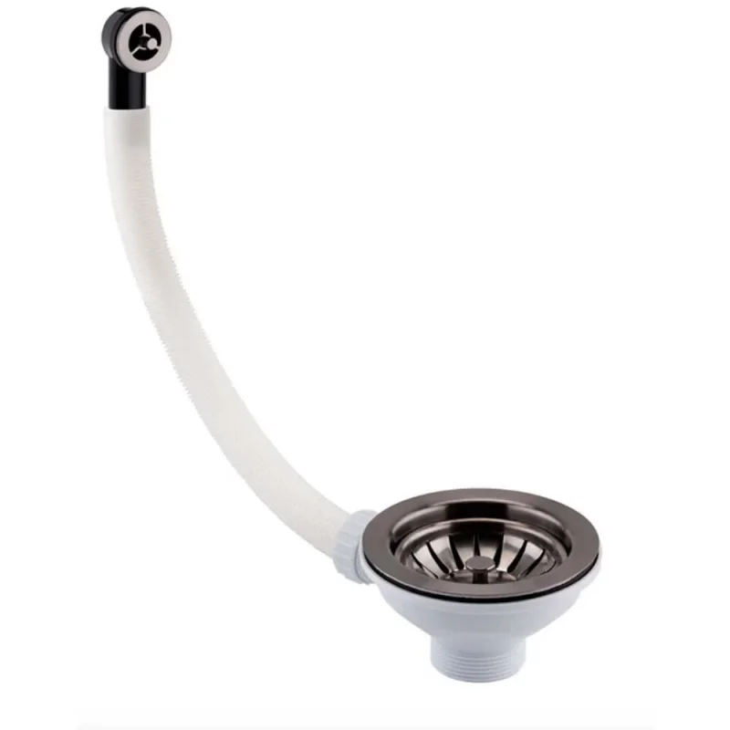 Just Taps Basket Strainer Waste Round Overflow Brushed Black detail view - Image 2