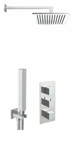 Just Taps Athena 2 Outlet Shower Valve Vertical, Water Outlet And Holder, Arm 400mm, Overhead Shower 200mm X 200mm product image - Image 2