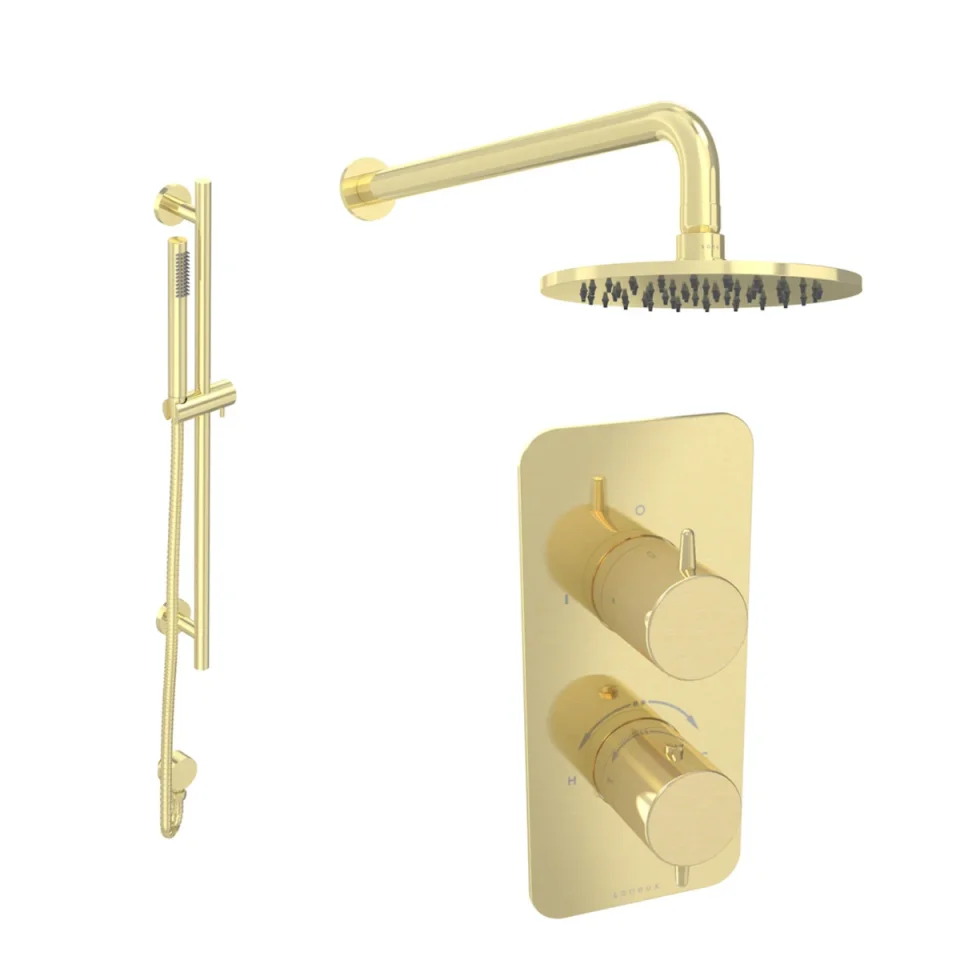 Saneux Eden 2 Way Shower Kit - W/ Slim Handset & Slider Rail - Brushed Brass product image - Image 2