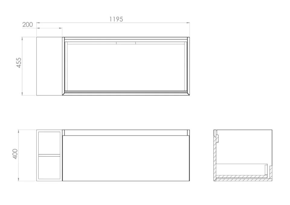 Saneux Uni 120cm Kit - 100cm 1 Drawer Wall Mounted Unit, 20cm Spacer & 120cm Countertop - Matte White detail view - Image 6