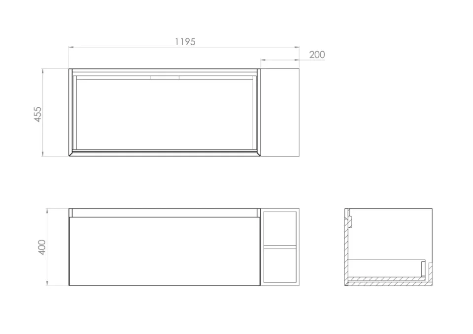 Saneux Uni 120cm Kit - 100cm 1 Drawer Wall Mounted Unit, 20cm Spacer & 120cm Countertop - Matte White detail view - Image 7