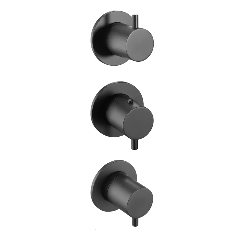 Just Taps Vos Modular 3 Handle 3 Outlet Thermostatic Shower Valve Matt Black product image - Image 2