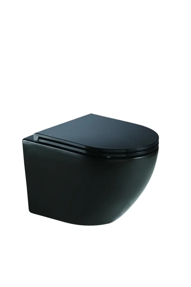 Just Taps Wortex Wall Hung Toilet Rimless Inc Seat Black product image - Image 2