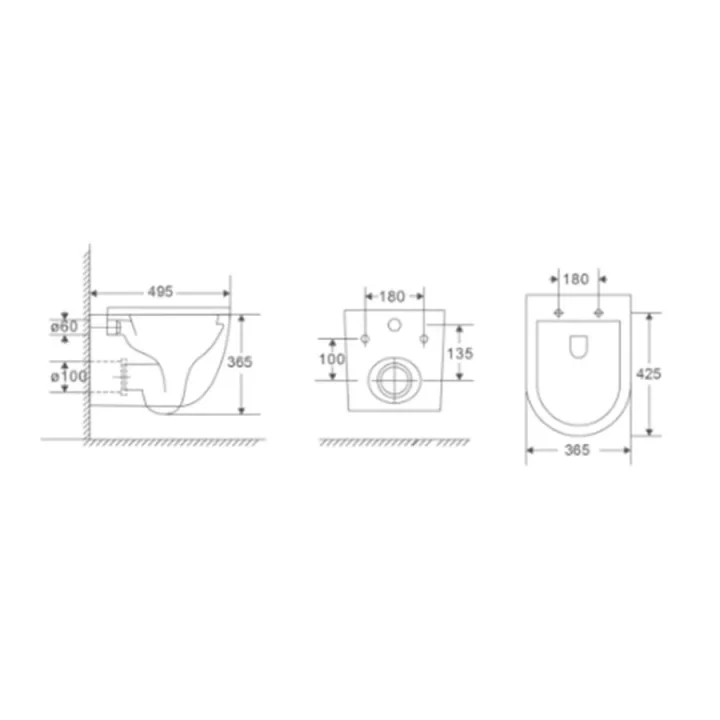 Just Taps Wortex Wall Hung Toilet Rimless Inc Seat White detail view - Image 2