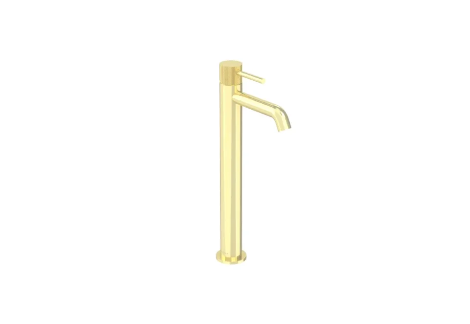 Saneux Cos Tall Basin Mixer Kit - W/ Knurled Handle - Brushed Brass (pvd) product image - Image 3