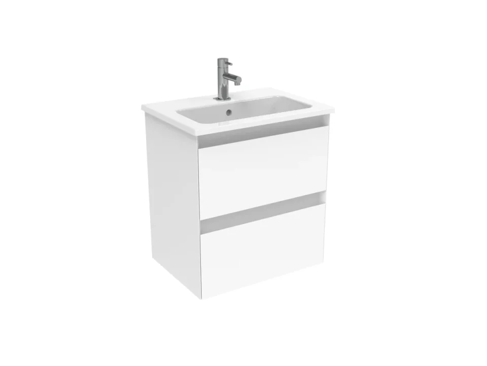 Saneux Uni 50cm 2 Drawer Wall Mounted Unit - Matte White product image - Image 3
