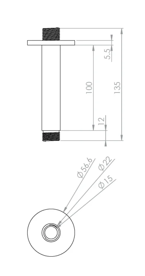 Saneux Cos 100mm Round Ceiling Mounted Shower Arm - Brushed Nickel product image - Image 3
