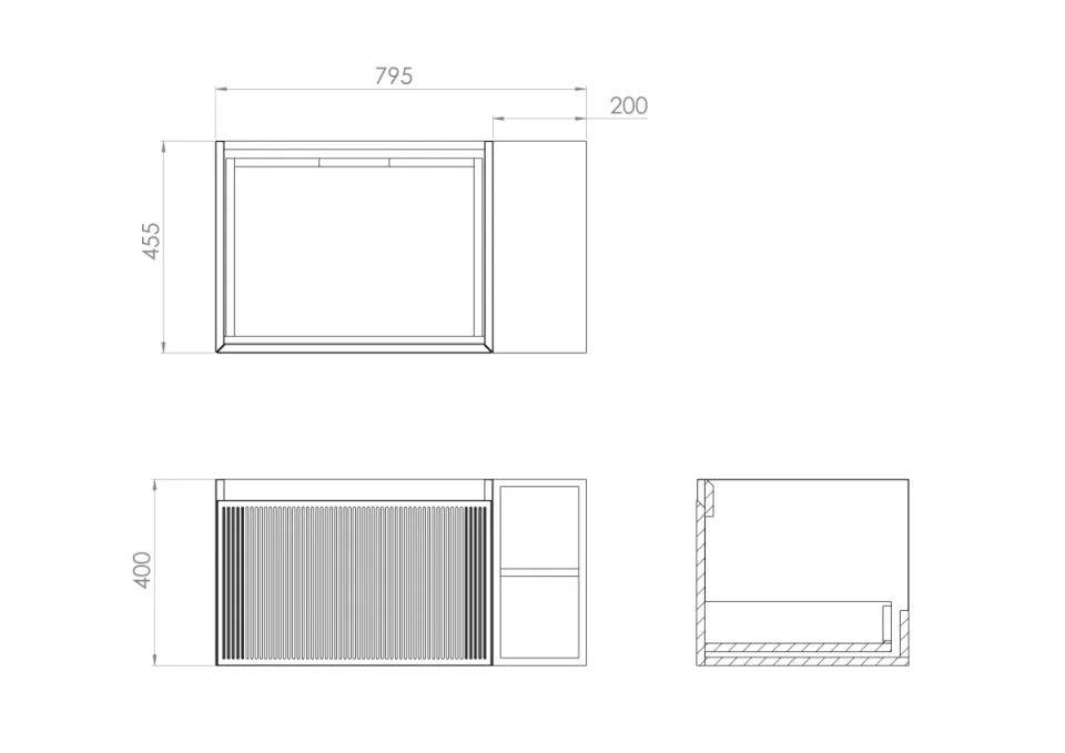 Saneux Monument 80cm Kit - 60cm 1 Drawer Wall Mounted Unit, 20cm Spacer & 80cm Countertop - Matte Sage product image - Image 4
