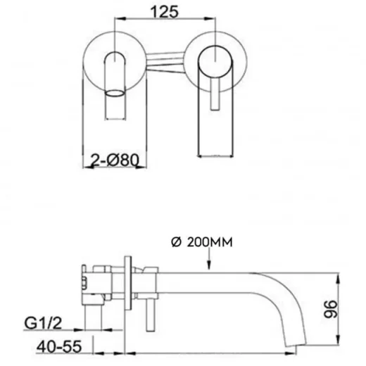 Just Taps Vos Single Lever W/m Basin Mixer Brushed Black 150mm Slim Spout detail view - Image 2