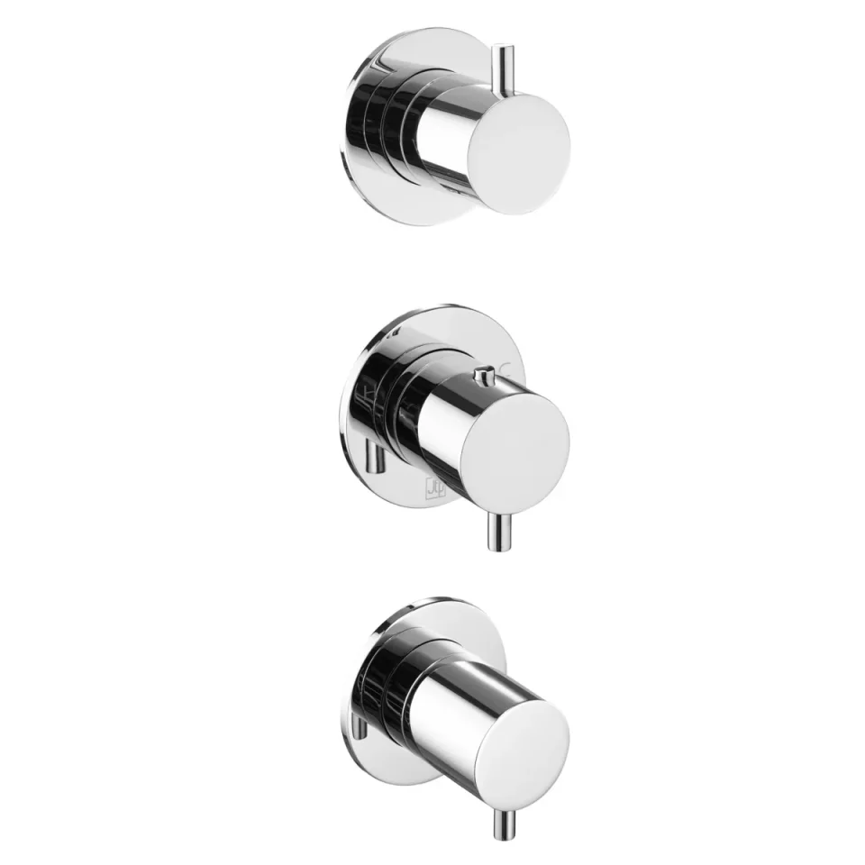 Just Taps Vos Modular 3 Handle 2 Outlet Thermostatic Shower Valve Chrome detail view - Image 2