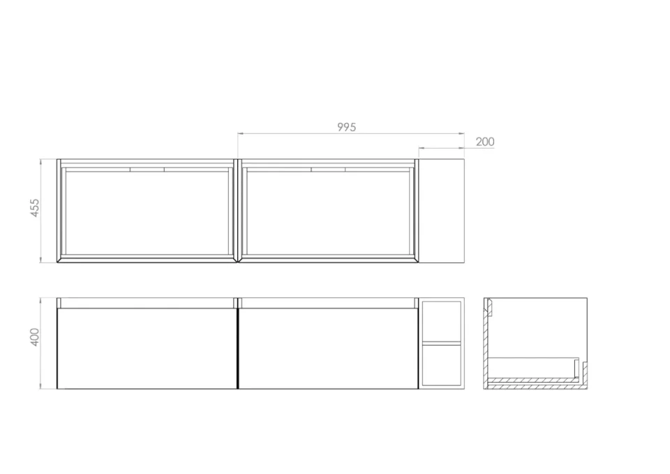 Saneux Uni 180cm Kit - 2 X 80cm 1 Drawer Wall Mounted Unit, 20cm Spacer & 180cm Countertop - Matte White detail view - Image 9