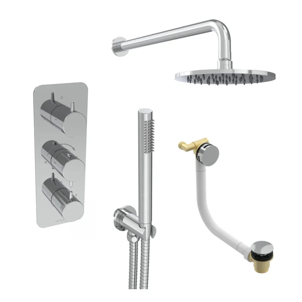 Saneux Eden 3 Way Shower Kit - W/ Slim Handset & Bath Filler & Shower Head - Chrome product image - Image 2