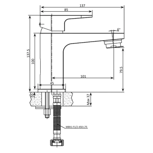 Just Taps Base Mini Basin Mixer With Click Clack Waste Chrome detail view - Image 3
