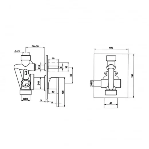 Just Taps Athena Single Lever Diverter Valve Chrome detail view - Image 2