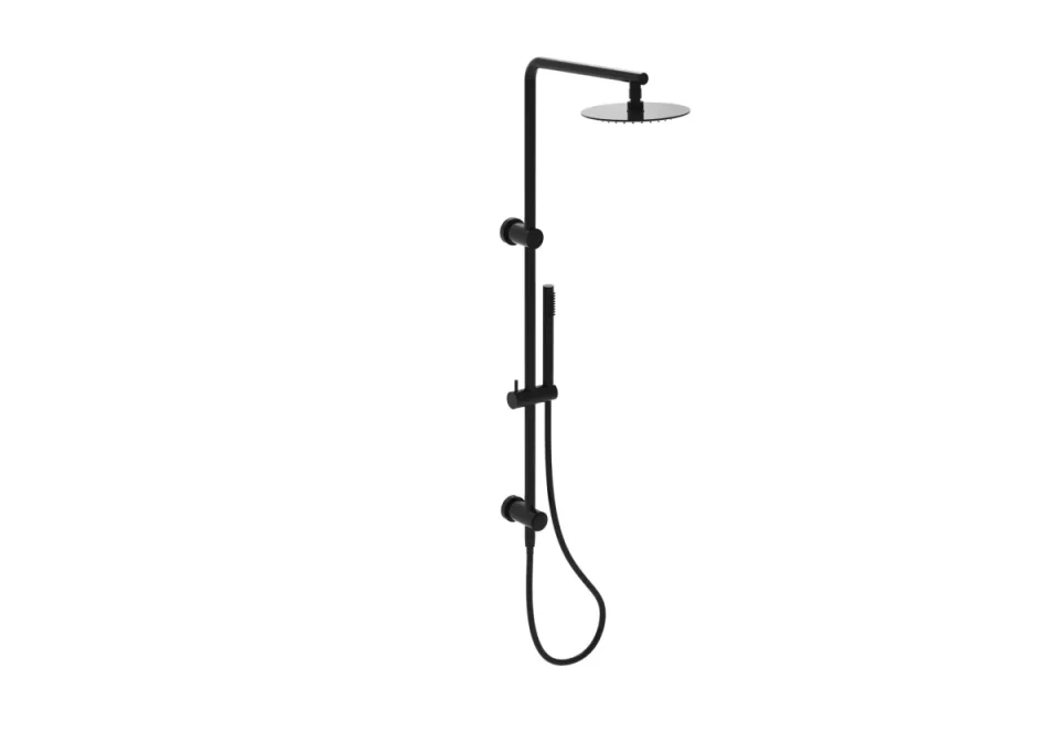 Saneux Cos Rigid Riser Kit With 2 Way Diverter Outlet - Satin Black detail view - Image 2