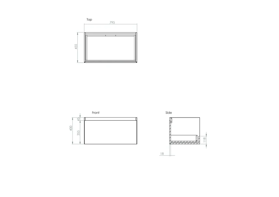 Saneux Uni 80cm 1 Drawer Wall Mounted Unit - Matte White product image - Image 3