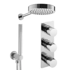 Just Taps Evo 2 Outlet Shower Valve, Arm 400mm, Overhead Shower 200mm, Round Water Outlet - Chrome product image - Image 2