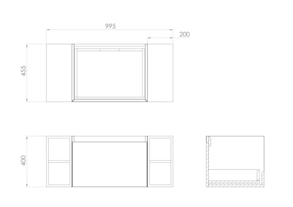 Saneux Uni 100cm Kit - 60cm 1 Drawer Wall Mounted Unit, 2 X 20cm Spacers & 100cm Countertop - Matte Anthracite detail view - Image 3