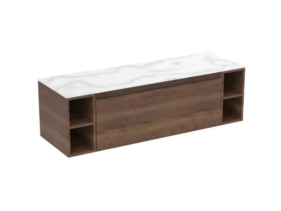 Saneux Uni 140cm Kit - 100cm 2 Drawer Wall Mounted Unit, 2 X 20cm Spacers & 140cm Countertop product image - Image 4