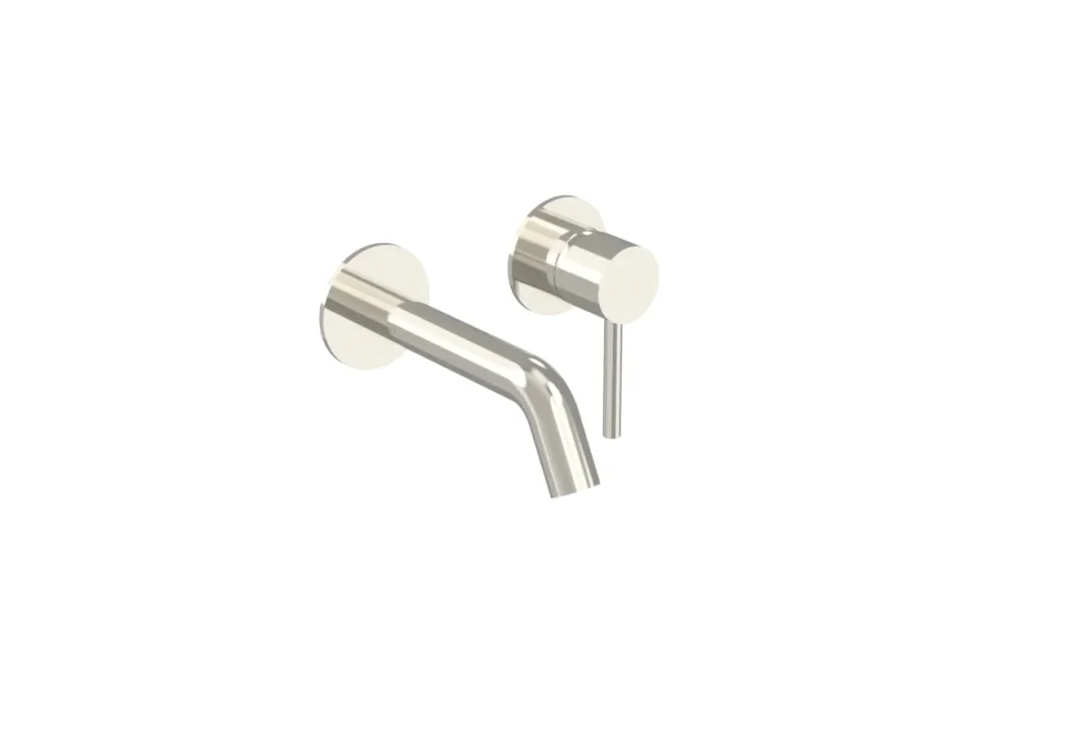 Saneux Cos 2 Plate Wall Mounted Basin Mixer Kit - W/ Short Spout (130mm) W/ Classic Handle - Brushed Nickel (pvd) product image - Image 2