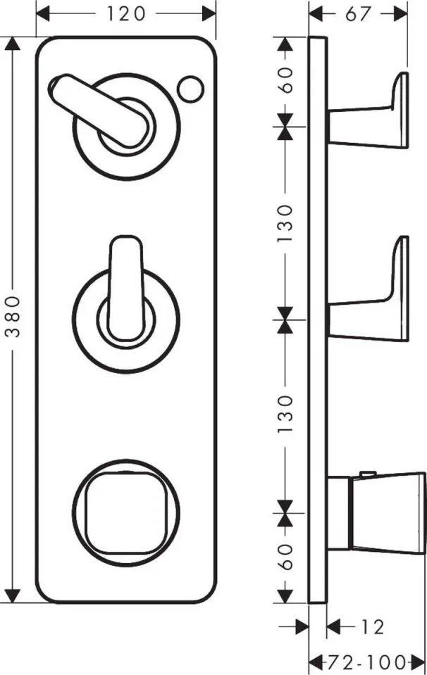 Axor Citterio C Thermostatic Module 380/120 For Concealed Installation With Plate For 2 Functions Brushed Brass detail view - Image 2