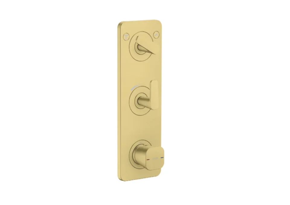 Axor Citterio C Thermostatic Module 380/120 For Concealed Installation With Plate For 2 Functions Brushed Brass product image - Image 3