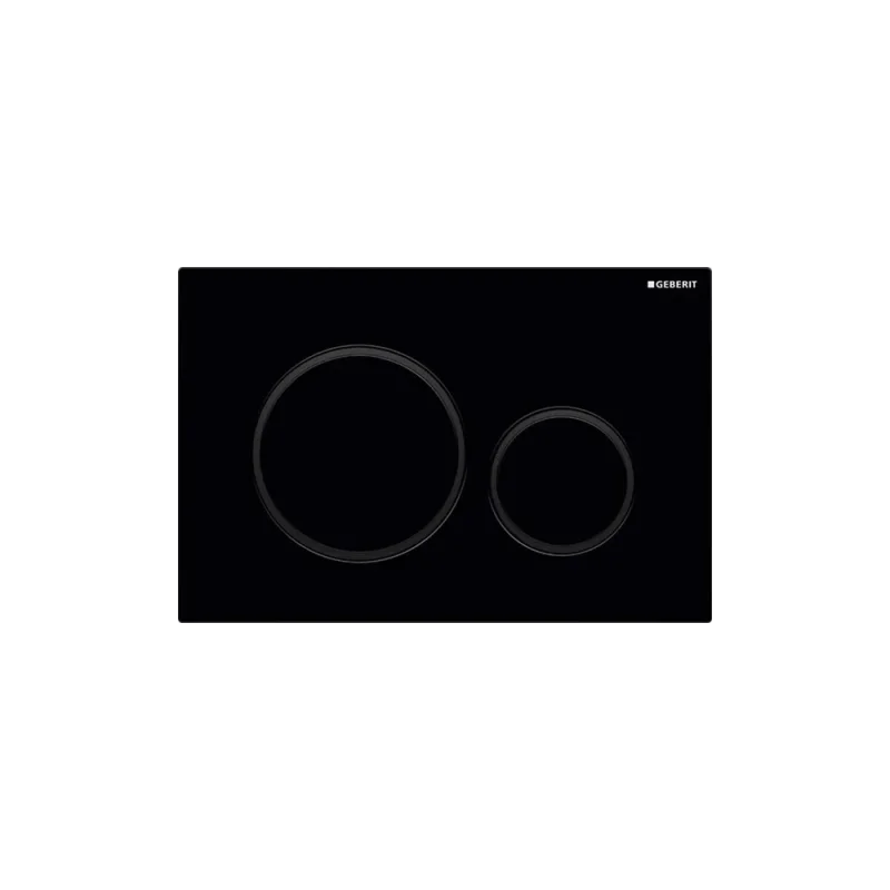 Geberit Sigma20 Round Flush Plate For Dual Flush - Black With Matt Black Detail product image - Image 2
