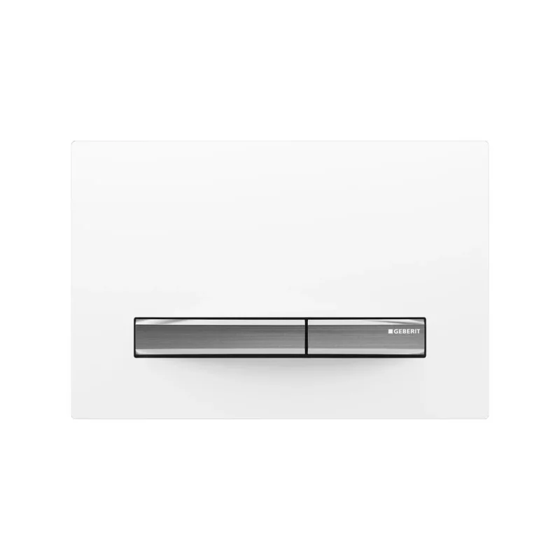 Geberit Sigma50 Square Flush Plate For Dual Flush - White With Chrome Button detail view - Image 2