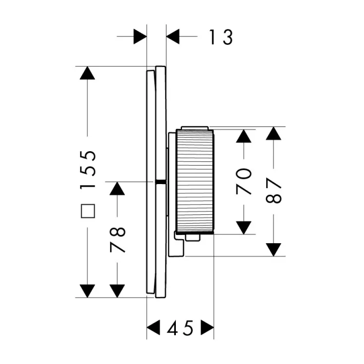 Axor Showerselect Id Thermostat For Concealed Installation Softsquare For 2 Functions Brushed Nickel detail view - Image 2